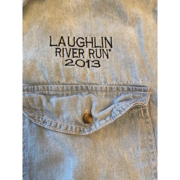 Laughlin River Run 2013 Sleeveless Denim Shirt 2X Large - Picture 2 of 7